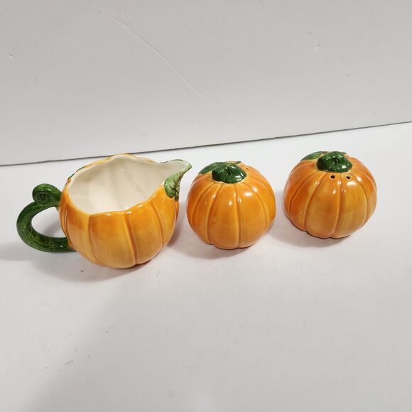Papel Pumpkin Salt & Pepper Shakers Creamer Halloween Autumn Fall Decor Kitchen - Picture 5 of 8